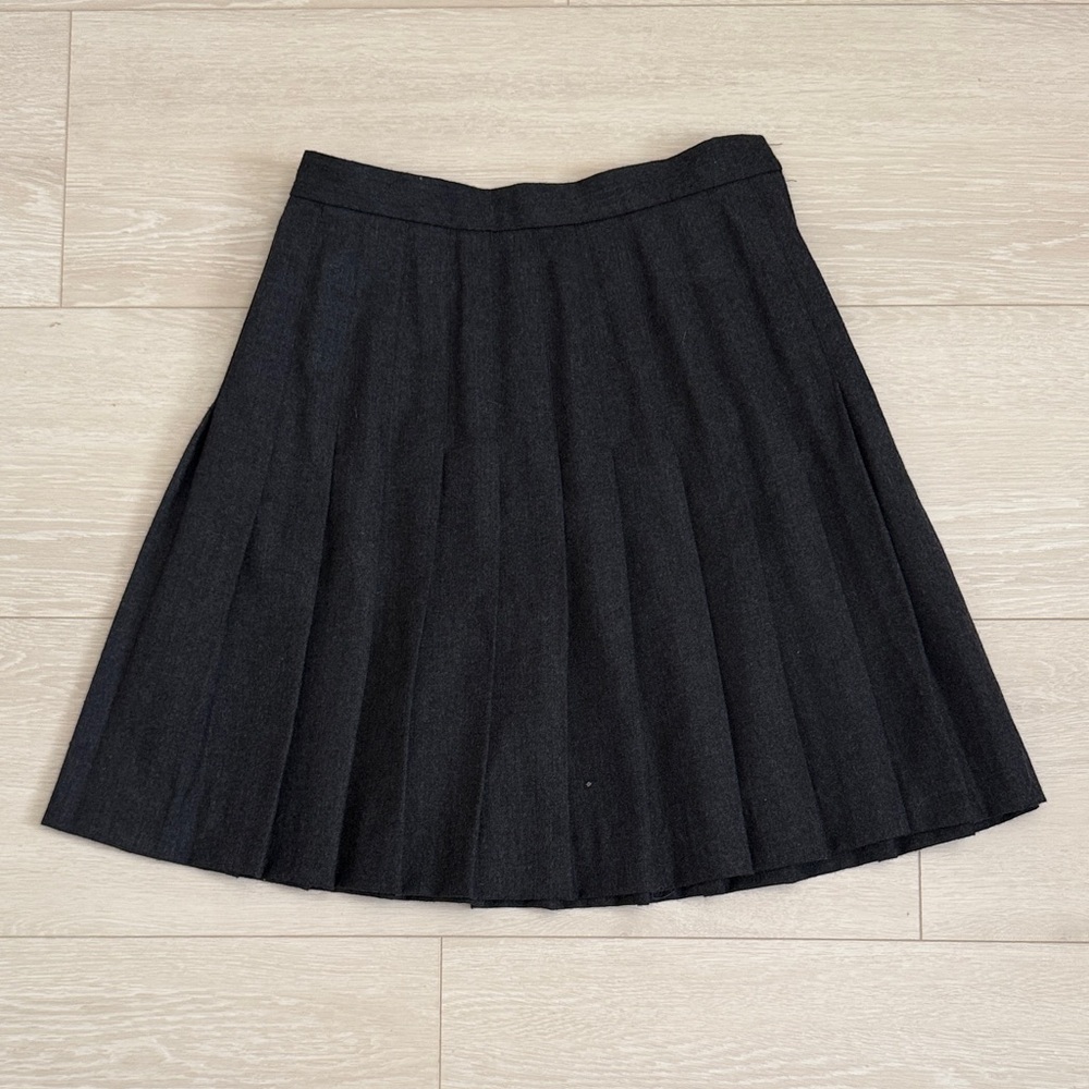 Talbots Elegant Dark Gray Pleated A-Line Skirt